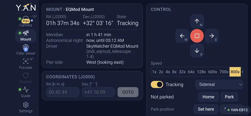 Mount: position, control and parking