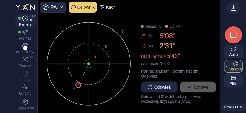 Pomiar błędu ustawienia osi